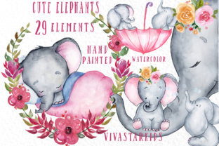 Cute Elephants Clipart for Crafts and Small Business Branding