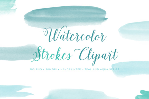 Hand Painted Watercolor Strokes Teal for Embroidery Projects