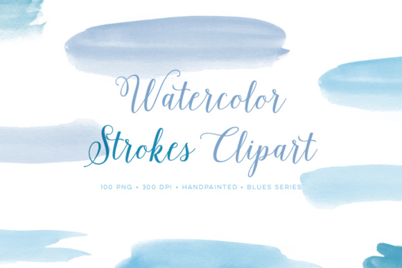 Handpainted Watercolor Graphics Blue for Decorative Elements
