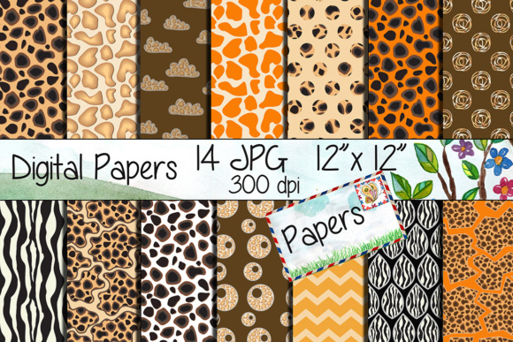 Safari Kraft Digital Paper Pack, Safari Background