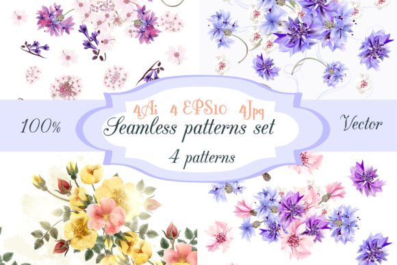 Seamless Floral Wallpapers Set for Patterns