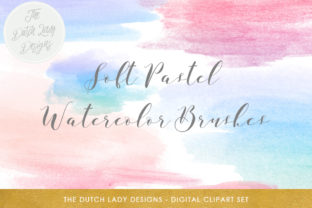 Soft Pastel Watercolor Paint Brush Clipart in Pink and Blue