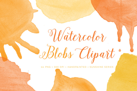 Sunny Watercolor Clipart Blobs for Decorative Elements