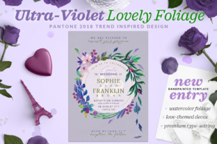Ultra-Violet Lovely Foliage Invite I and Print Templates