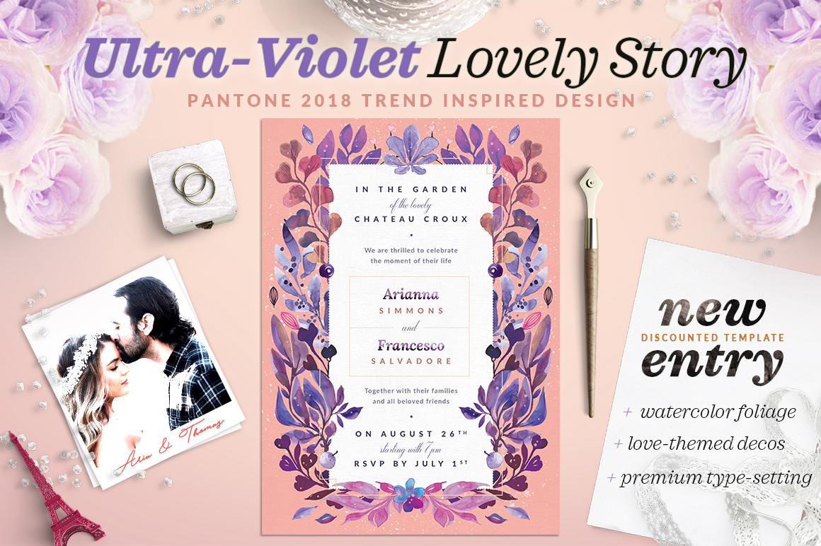 Ultra-Violet Lovely Story Invite I: A Print Template That Elevates Blog Design