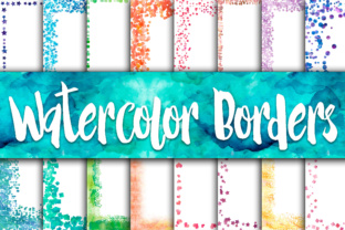 Watercolor Borders Digital Paper for Embroidery Projects