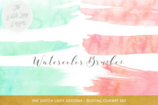 Watercolor Brush Stroke Clipart in Peach Mint for Crafts