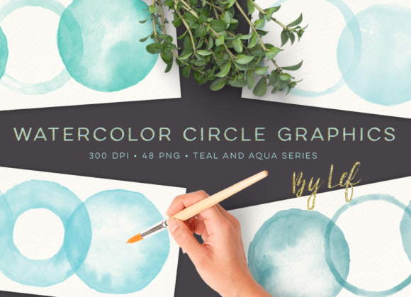 Watercolor Circle Clipart Graphics in Turquoise: A Refreshing Design Asset for Decorative Elements