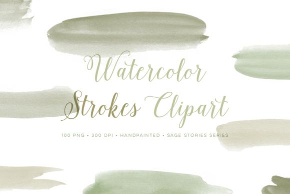 Watercolor Clipart Paint Strokes for Decorative Elements