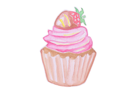 Watercolor Cupcake Embroidery Design