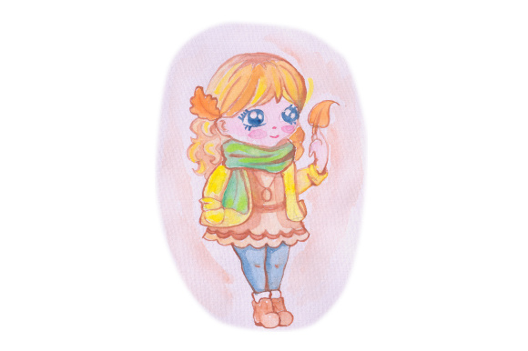 Watercolor Fall Girl: A Seasonal Design Asset