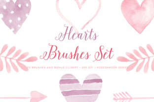 Watercolor Hearts Brushes for Editorial and Web Design