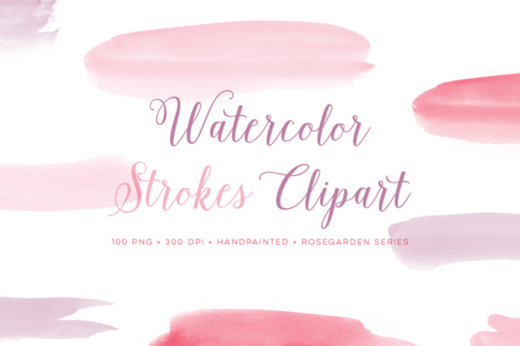 Watercolor Paint Brush Strokes Pink and Purple for Decorative Elements