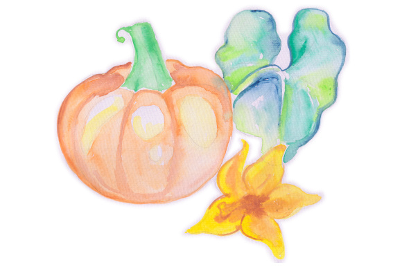 Watercolor Pumpkin and Fall