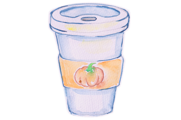 Watercolor Pumpkin Spice Latte and Fall